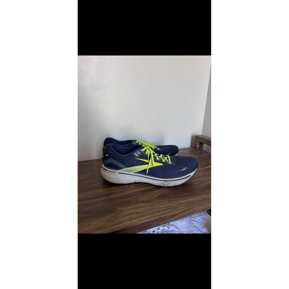 Brooks Ghost 15 Mens Running Shoes Navy Neon Yellow 1103931D429 Size 13 Medium D